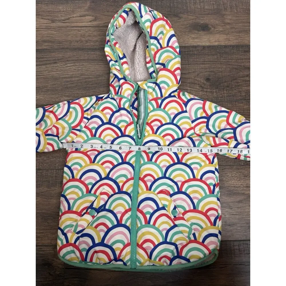 Mini Boden Girls Rainbow Arches Fleece Lined Puffer Jacket Coat Hooded 5-6